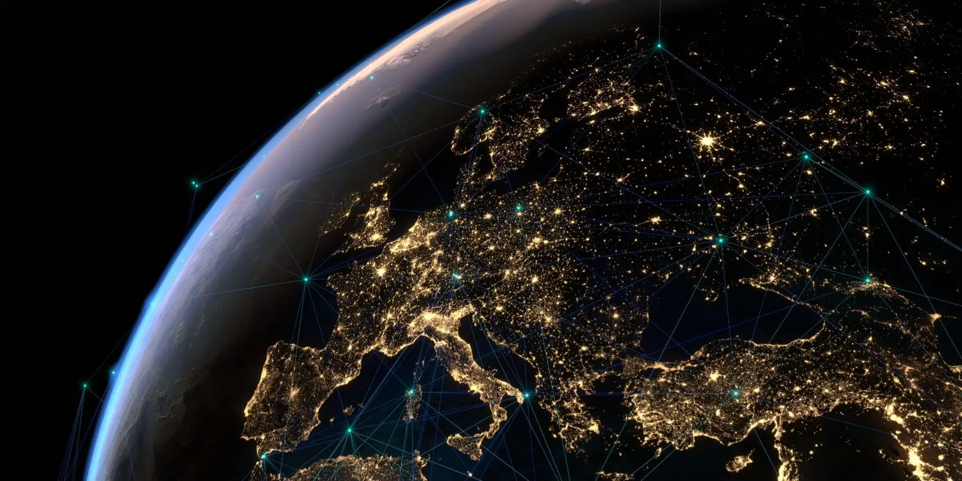 An Illustration shows the Earth from the Space. This image is connected to the Sovereign AI text.